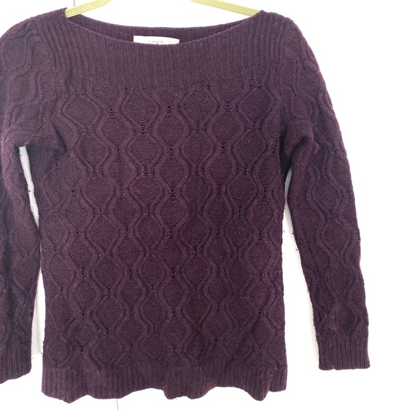 Loft Womens Maroon Purple Wool Sweater Sz S - Picture 2 of 6
